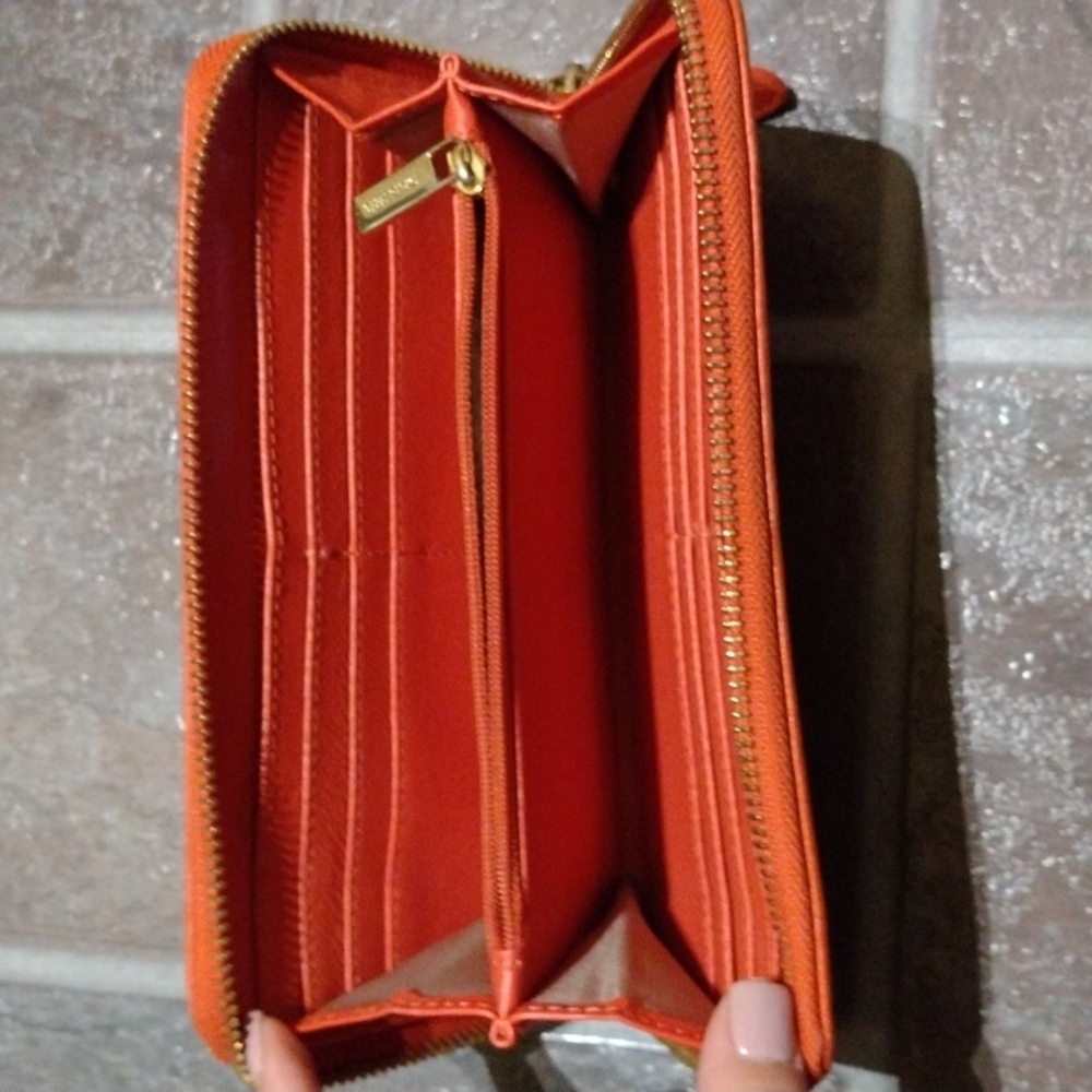 Dainer Orange leather full zipper 12 card slots wallet - Picture 6 of 10